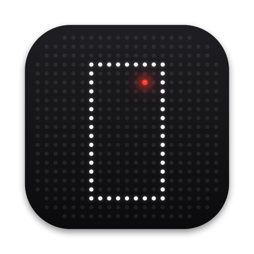 The take app icon: an LED panel, a 9:16 frame of white dots, one red dot recording.